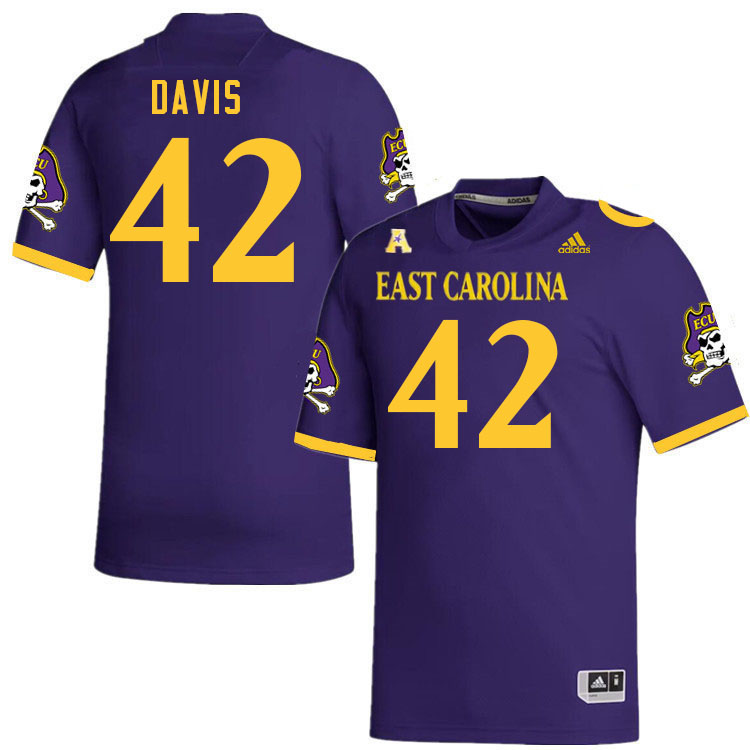 Men #42 Julien Davis ECU Pirates College Football Jerseys Stitched Sale-Purple - Click Image to Close